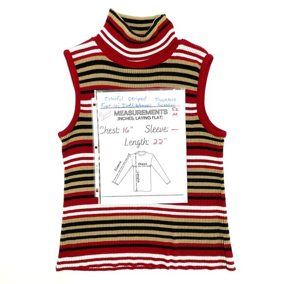 Fiorlini International Women's Sleeveless Sweater, Stripes, Sz. M Preppy - Picture 7 of 7